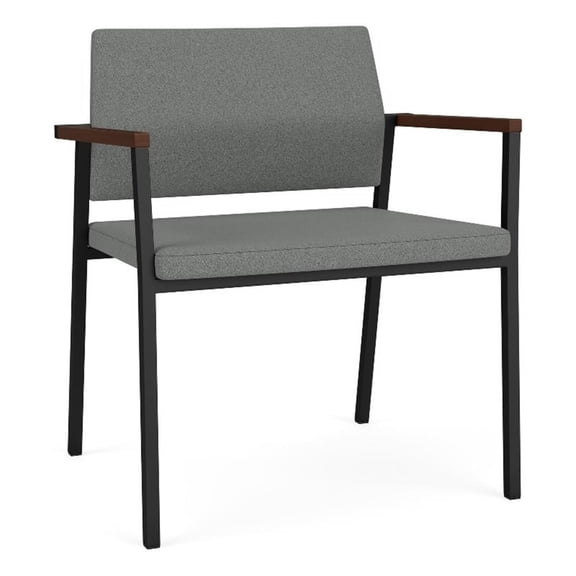 Avon Reception Waiting Oversize Chair UPH Seat Back / Black Steel / Light Gray
