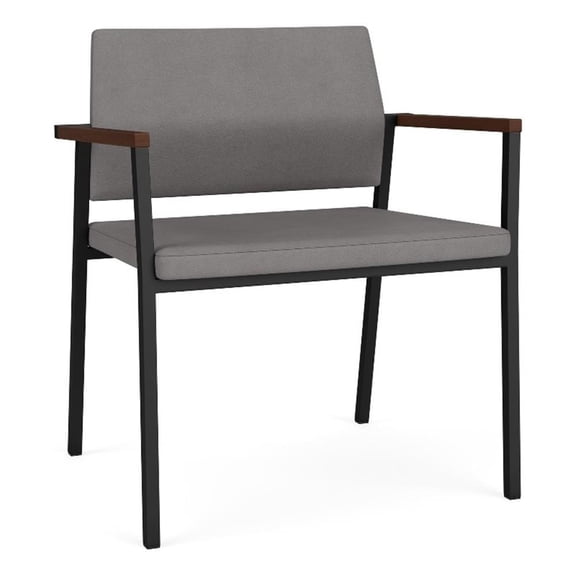 Avon Reception Waiting Oversize Chair UPH Seat Back / Black Steel / Light Gray