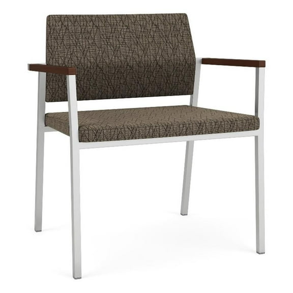 Avon Reception Waiting Oversize Chair UPH Seat Back / Silver Steel / Brown