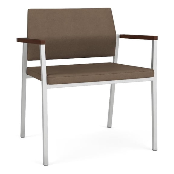 Avon Reception Waiting Oversize Chair UPH Seat Back / Silver Steel / Brown