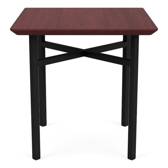 Avon Reception Waiting Square End Table 20x20" HPL Top / Black Steel / Mahogany