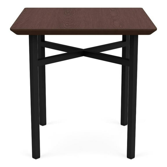 Avon Reception Waiting Square End Table 20x20" HPL Top / Black Steel / Walnut