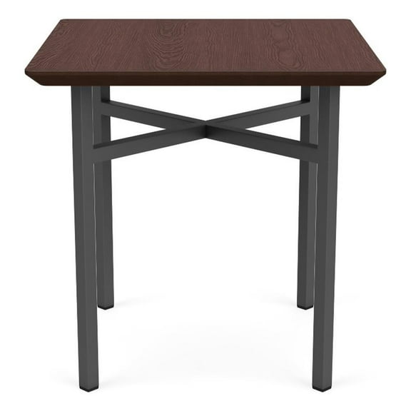 Avon Reception Waiting Square End Table 20x20" HPL Top / Charcoal Steel / Walnut