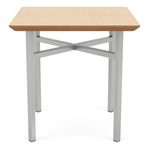 Avon Reception Waiting Square End Table 20x20" HPL Top / Silver Steel / Natural