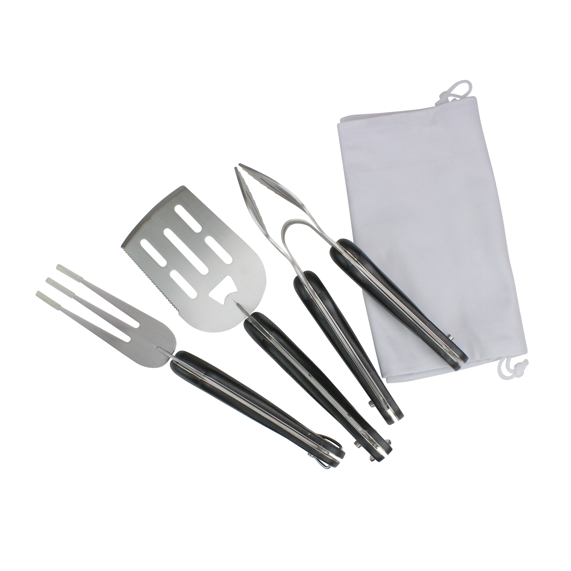 Avon Set of 3 Black and Silver Folding BBQ Tool Set 18" - image 1 of 3