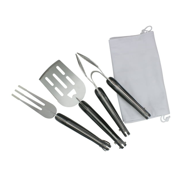 Avon Set of 3 Black and Silver Folding BBQ Tool Set 18"