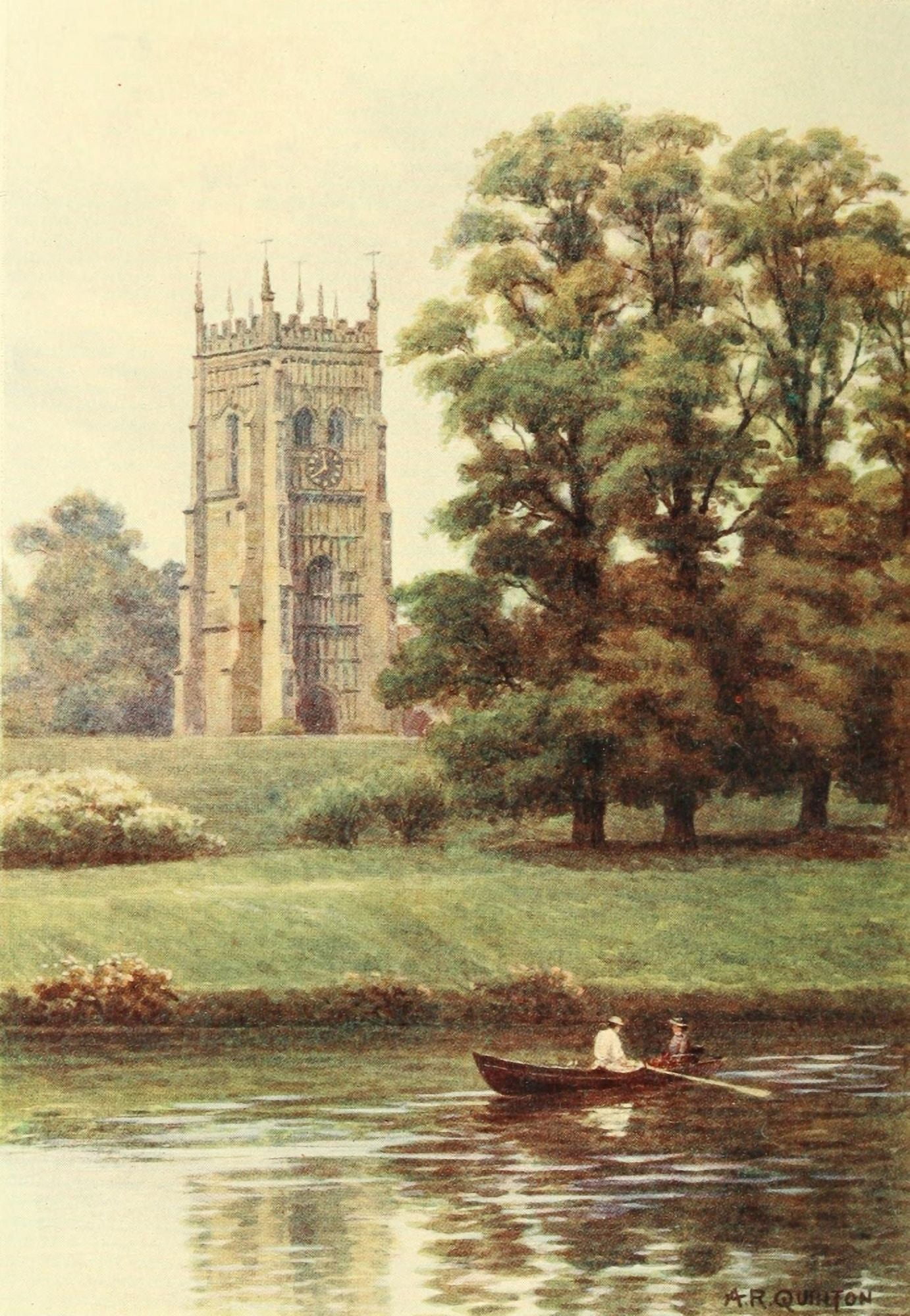 Avon & Shakespeares Country 1910 Bell Tower Evesham Canvas Art - Alfred Quinton (18 x 24)