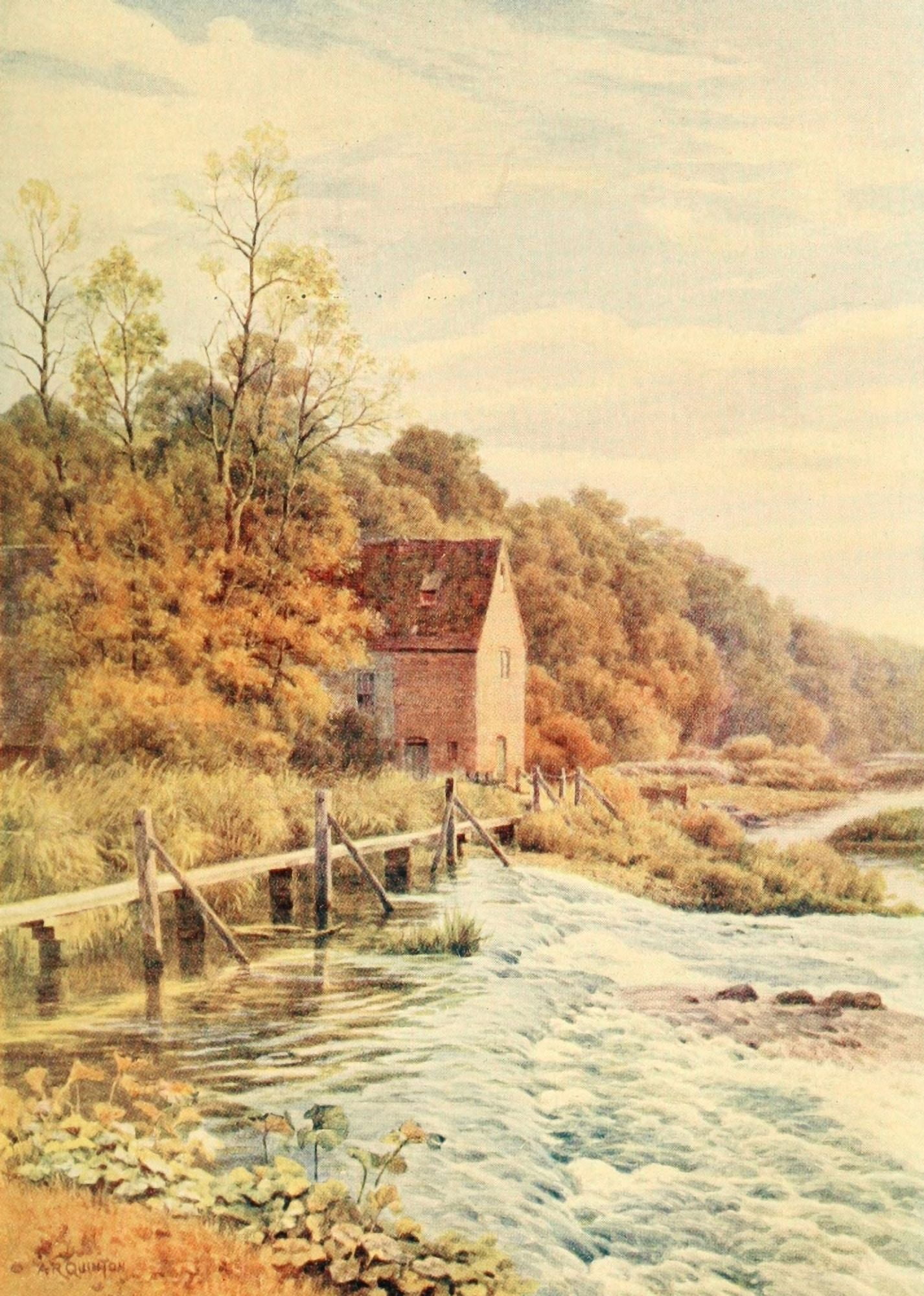 Avon & Shakespeares Country 1910 Cleeve Mill & Weir Canvas Art - Alfred Quinton (18 x 24)