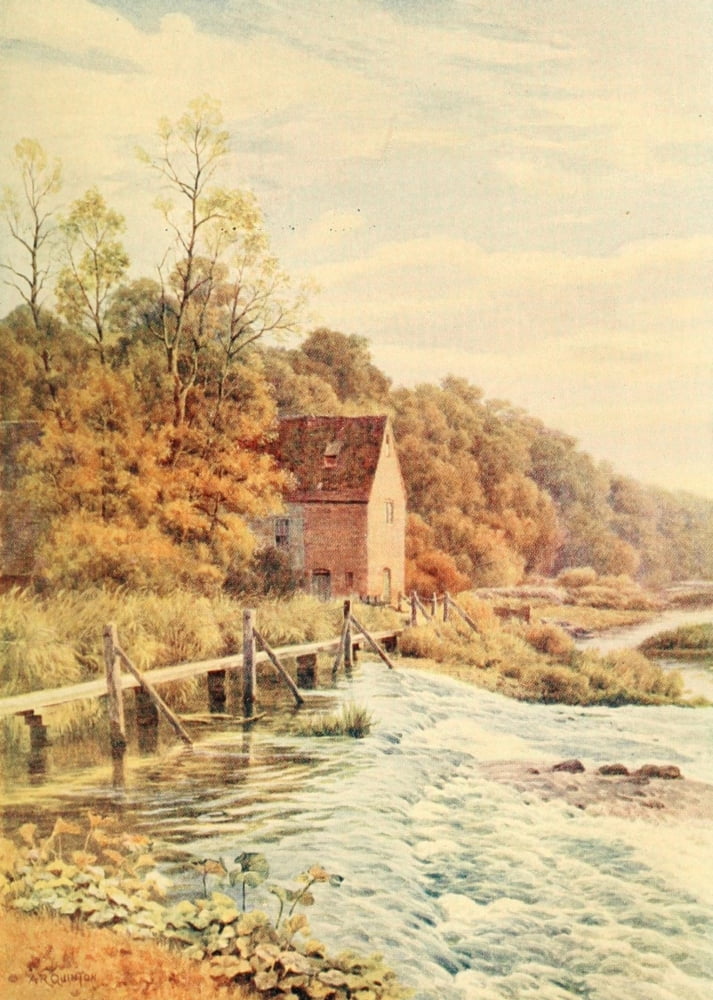 Avon & Shakespeares Country 1910 Cleeve Mill & Weir Canvas Art - Alfred Quinton (24 x 36)