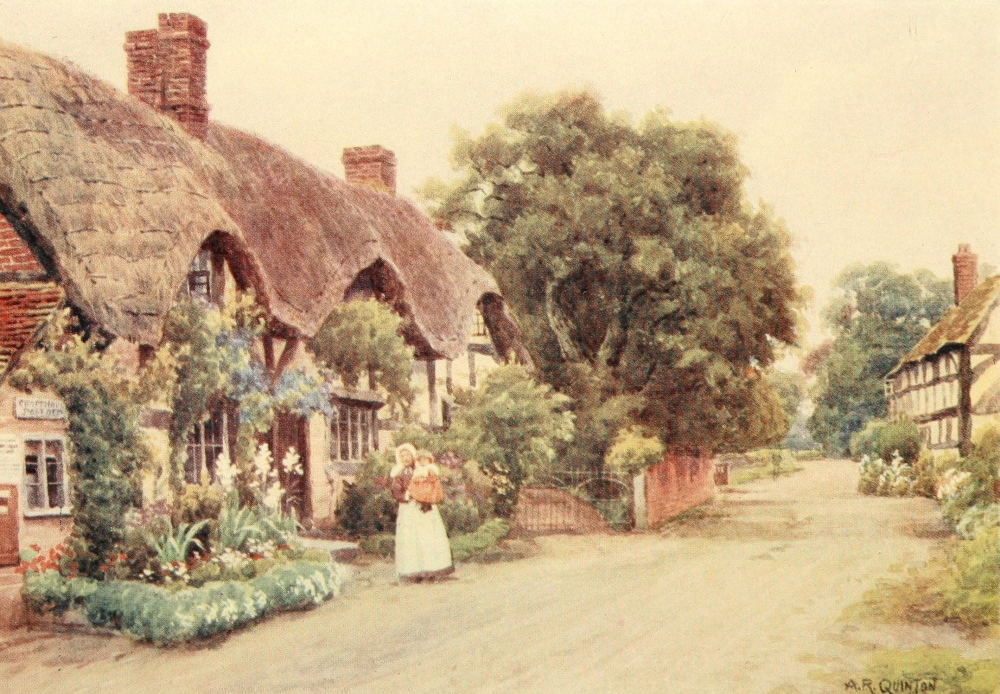 Avon & Shakespeares Country 1910 Cropthorne Post Office Canvas Art - Alfred Quinton (18 x 24)