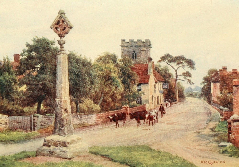 Avon & Shakespeares Country 1910 Eckington Cross Canvas Art - Alfred Quinton (24 x 36)