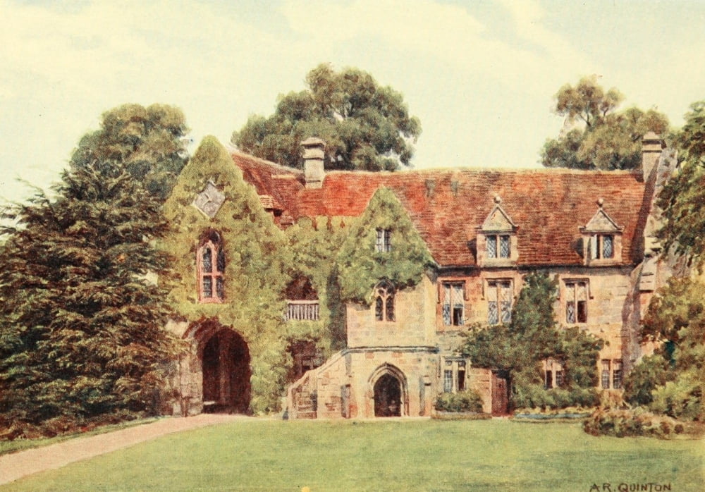 Avon & Shakespeares Country 1910 Gatehouse Stoneleigh Abbey Canvas Art - Alfred Quinton (24 x 36)