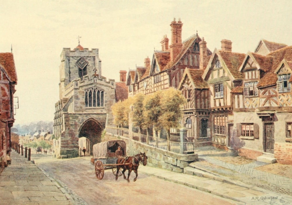 Avon & Shakespeares Country 1910 Lord Leycester Hospital Warwick Canvas Art - Alfred Quinton (18 x 24)