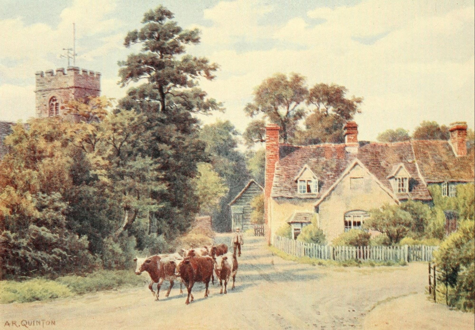 Avon & Shakespeares Country 1910 Pebworth Canvas Art - Alfred Quinton (24 x 36)