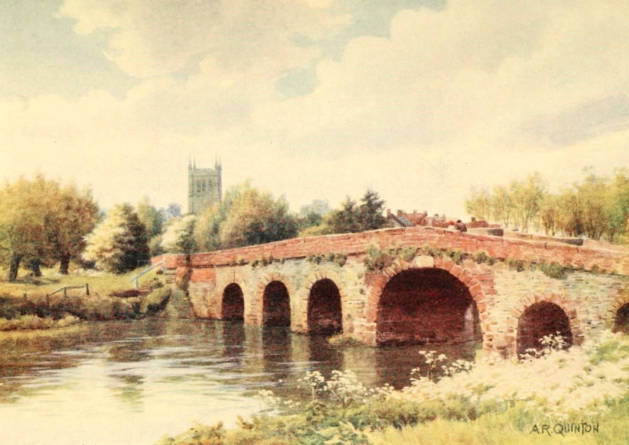 Avon & Shakespeares Country 1910 Pershore Bridge Canvas Art - Alfred Quinton (18 x 24)