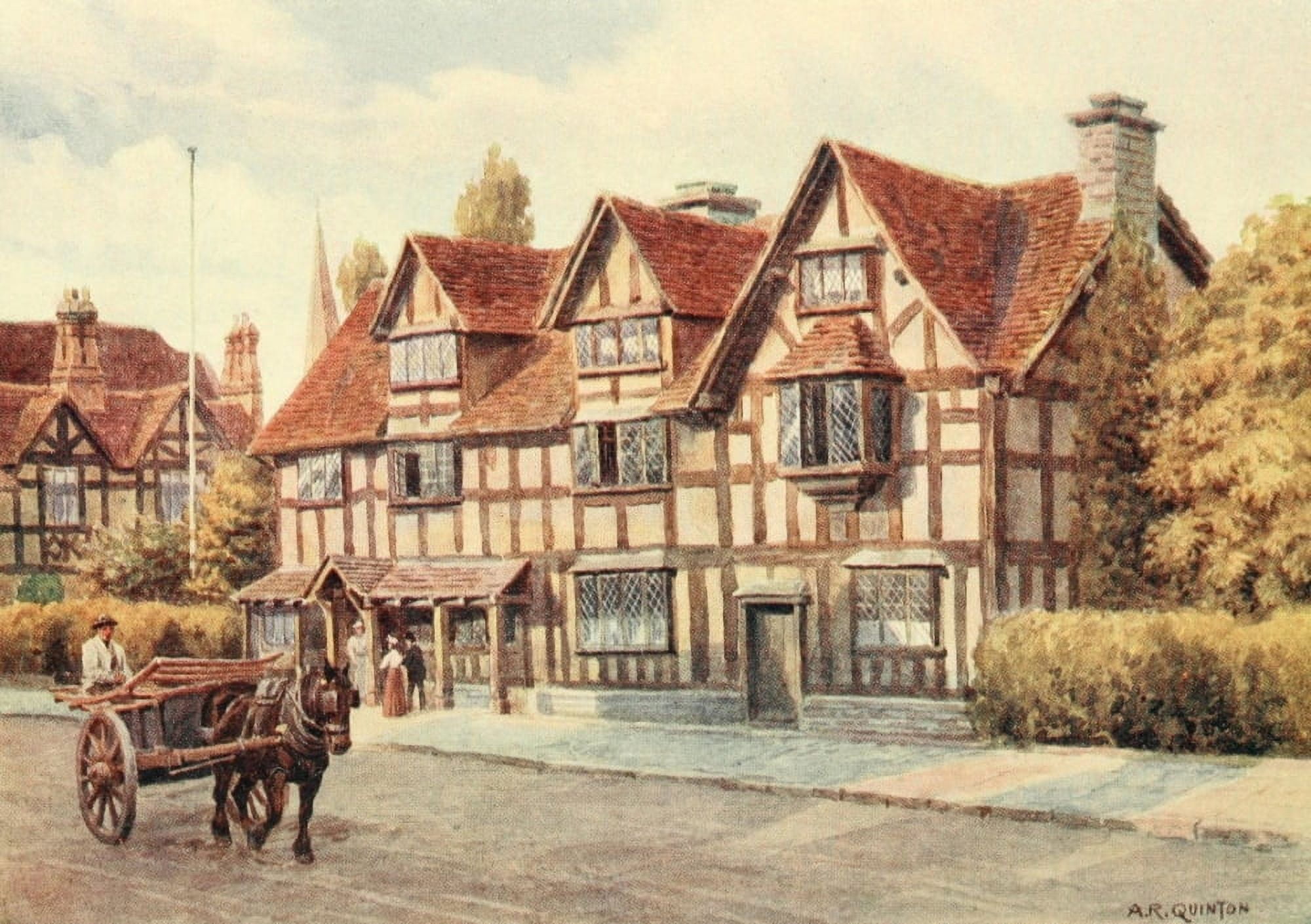 Avon & Shakespeares Country 1910 Shakespeares Birthplace Canvas Art - Alfred Quinton (18 x 24)