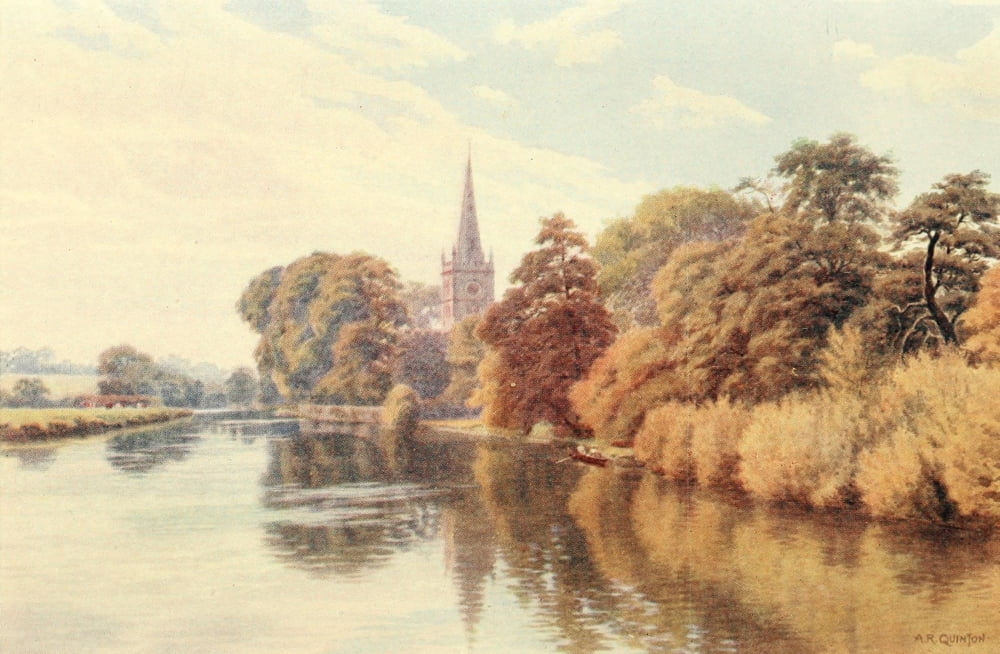 Avon & Shakespeares Country 1910 Trinity Church Stratford-upon-Avon Canvas Art - Alfred Quinton (18 x 24)