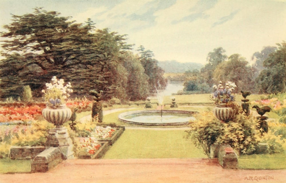 Avon & Shakespeares Country 1910 Warwick Castle Italian Gardens Canvas Art - Alfred Quinton (24 x 36)