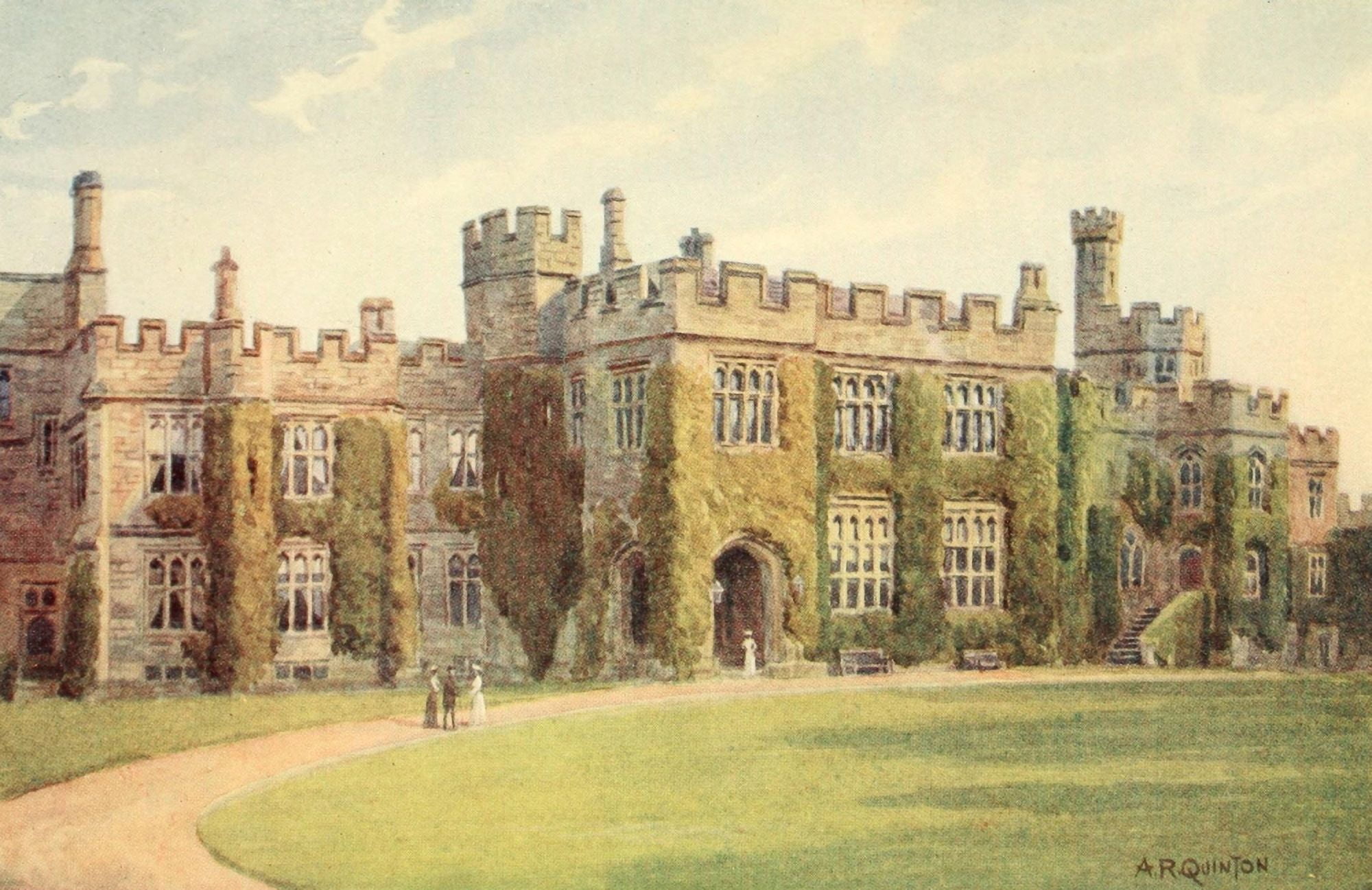 Avon & Shakespeares Country 1910 Warwick Castle entrance Canvas Art - Alfred Quinton (18 x 24)