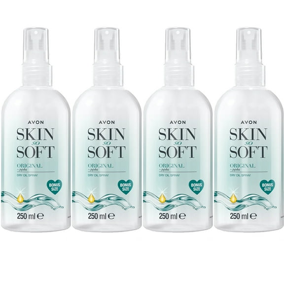 Avon Skin So Soft Original Dry Oil Spray Bonus Size 8.45 fl oz Each 4 Pack