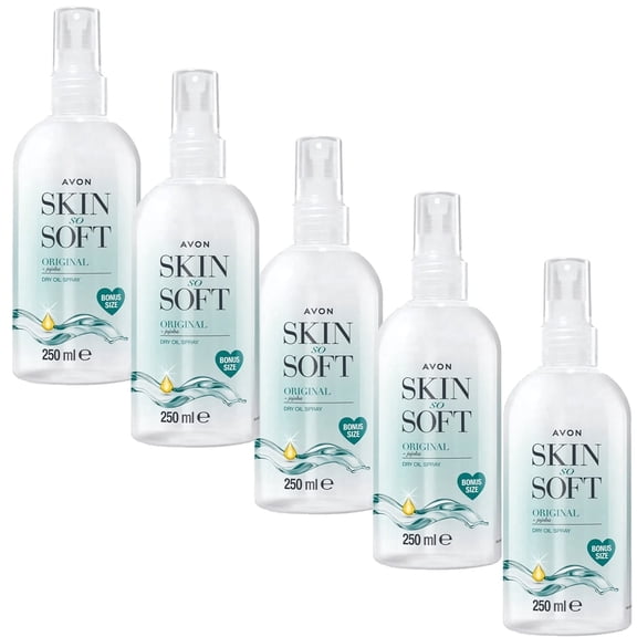 Avon Skin So Soft Original Dry Oil Spray Bonus Size 8.45 fl oz Each 5 Pack