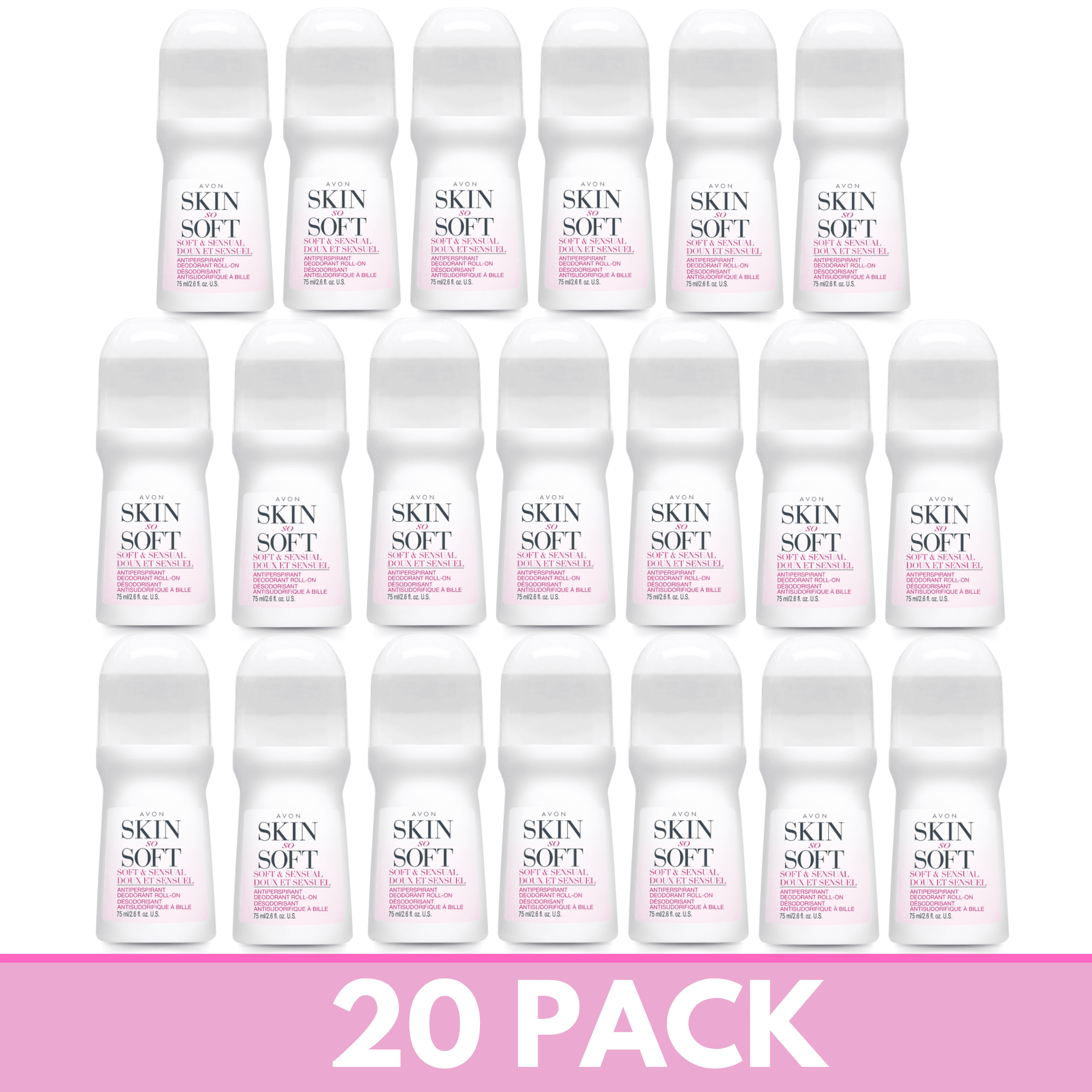 Avon Skin So Soft Roll-On Antiperspirant Deodorant, 2.6 fl oz (20-Pack)