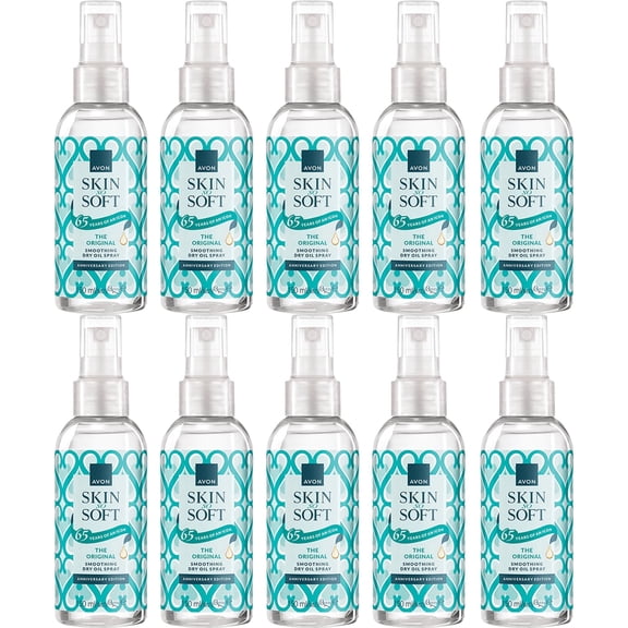 Avon Skin So Soft Original Dry Oil Body Spray, 65th Anniversary Limited Edition, with Jojoba Oil & Vitamin E, Lightweight Non-Greasy Moisturizer, 5.07 fl oz Each, Pack of 10 (50.7 fl oz Total)