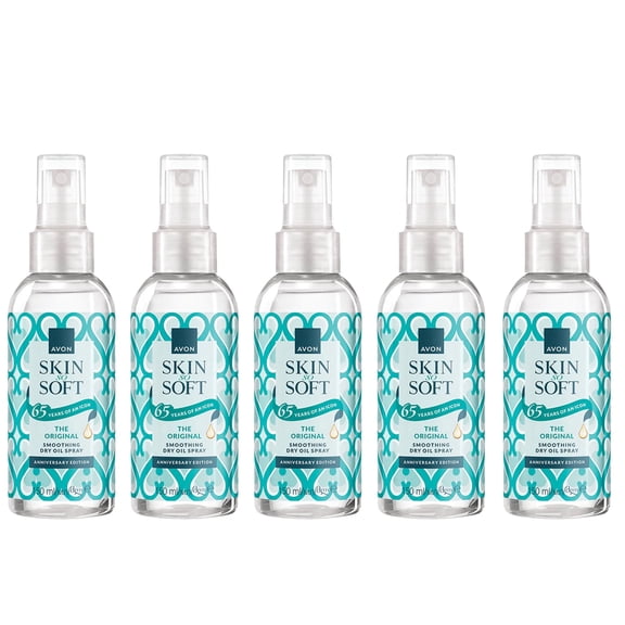 Avon Skin So Soft Original Dry Oil Body Spray, 65th Anniversary Limited Edition, with Jojoba Oil & Vitamin E, Lightweight Non-Greasy Moisturizer, 5.07 fl oz Each, Pack of 5 (25.35 fl oz Total)