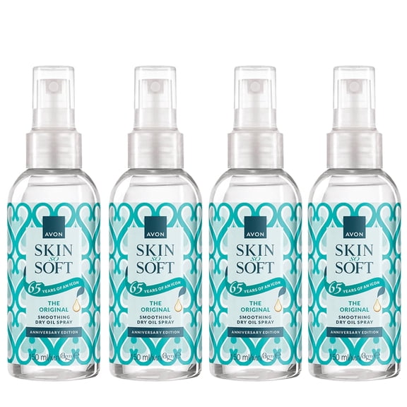 Avon Skin So Soft Original Dry Oil Body Spray, 65th Anniversary Limited Edition, with Jojoba Oil & Vitamin E, Lightweight Non-Greasy Moisturizer, 5.07 fl oz Each, Pack of 4 (20.28 fl oz Total)