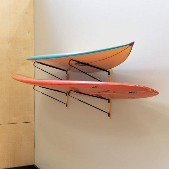Avon Surf Wall Mounted Storage Display Rack, Solid Wood, Surfboard Hanger Display