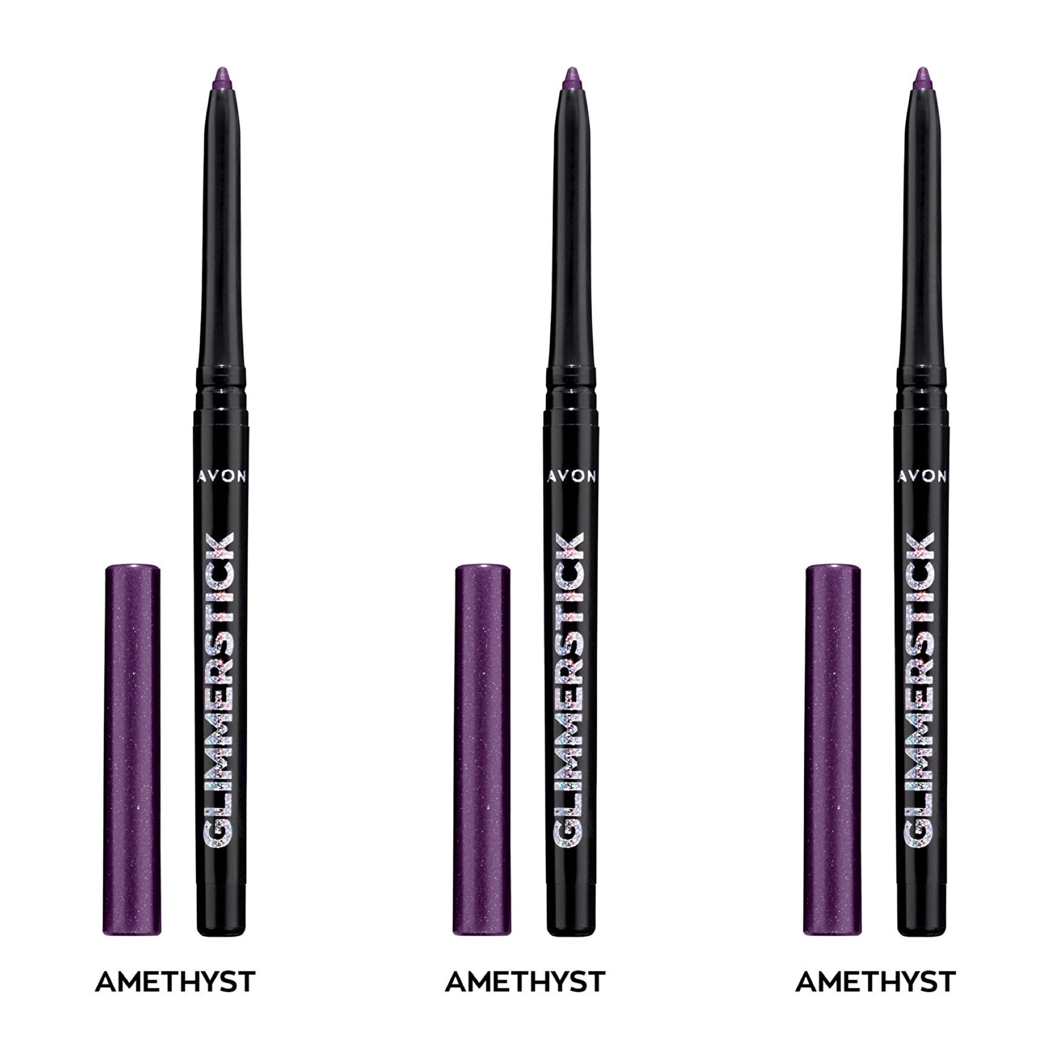 Avon Ultra Colour Glimmerstick Retractable Diamonds Eyeliner, AMETHYST, Waterproof & Smudge-Proof Shimmer Eye Makeup, SET OF 3, 0.012 oz / 0.35 g Each