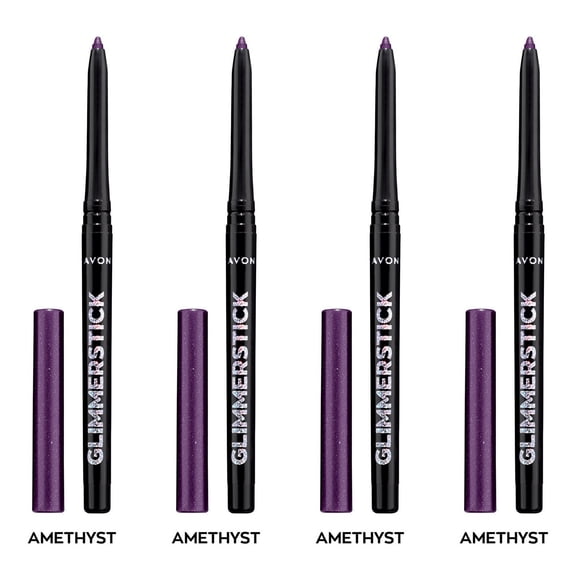 Avon Ultra Colour Glimmerstick Retractable Diamonds Eyeliner, AMETHYST, Waterproof & Smudge-Proof Shimmer Eye Makeup, SET OF 4, 0.012 oz / 0.35 g Each