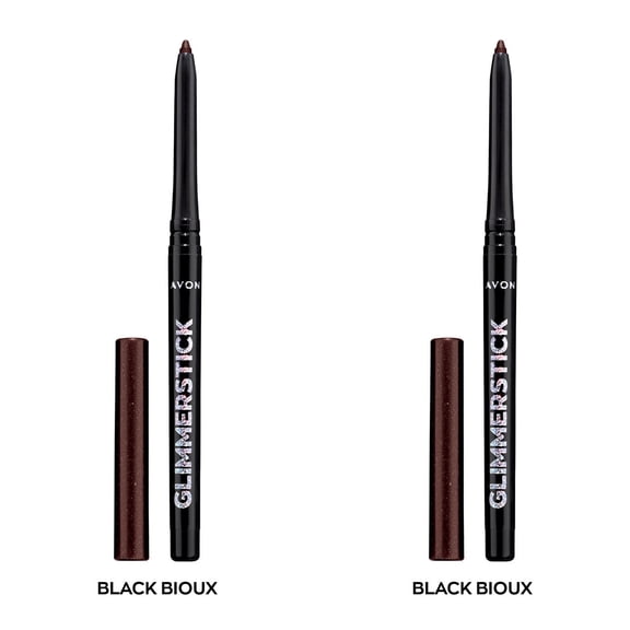 Avon Ultra Colour Glimmerstick Retractable Diamonds Eyeliner, BLACK BIJOUX, Waterproof & Smudge-Proof Glide-On Eye Makeup with Subtle Sparkle, SET OF 2, 0.01 oz / 0.35 g Each