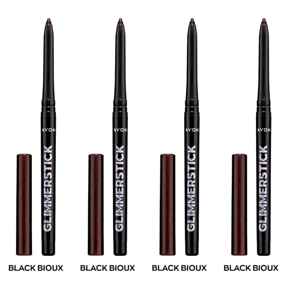 Avon Ultra Colour Glimmerstick Retractable Diamonds Eyeliner, BLACK BIJOUX, Waterproof & Smudge-Proof Glide-On Eye Makeup with Subtle Sparkle, SET OF 3, 0.01 oz / 0.35 g Each