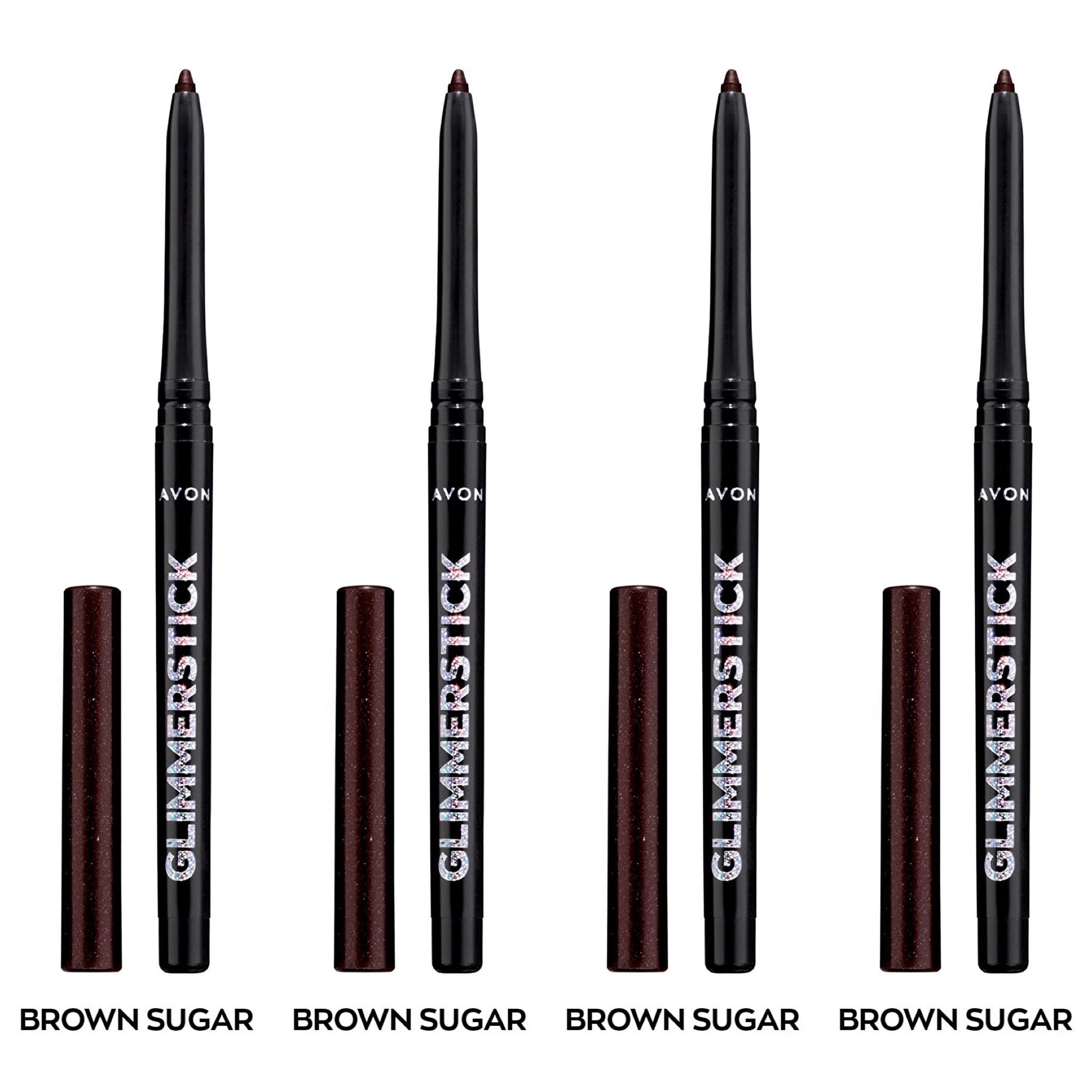 Avon Ultra Colour Glimmerstick Retractable Diamonds Eyeliner, BROWN SUGAR, Waterproof & Smudge-Proof Shimmer Eye Makeup, SET OF 4, 0.012 oz / 0.35 g Each