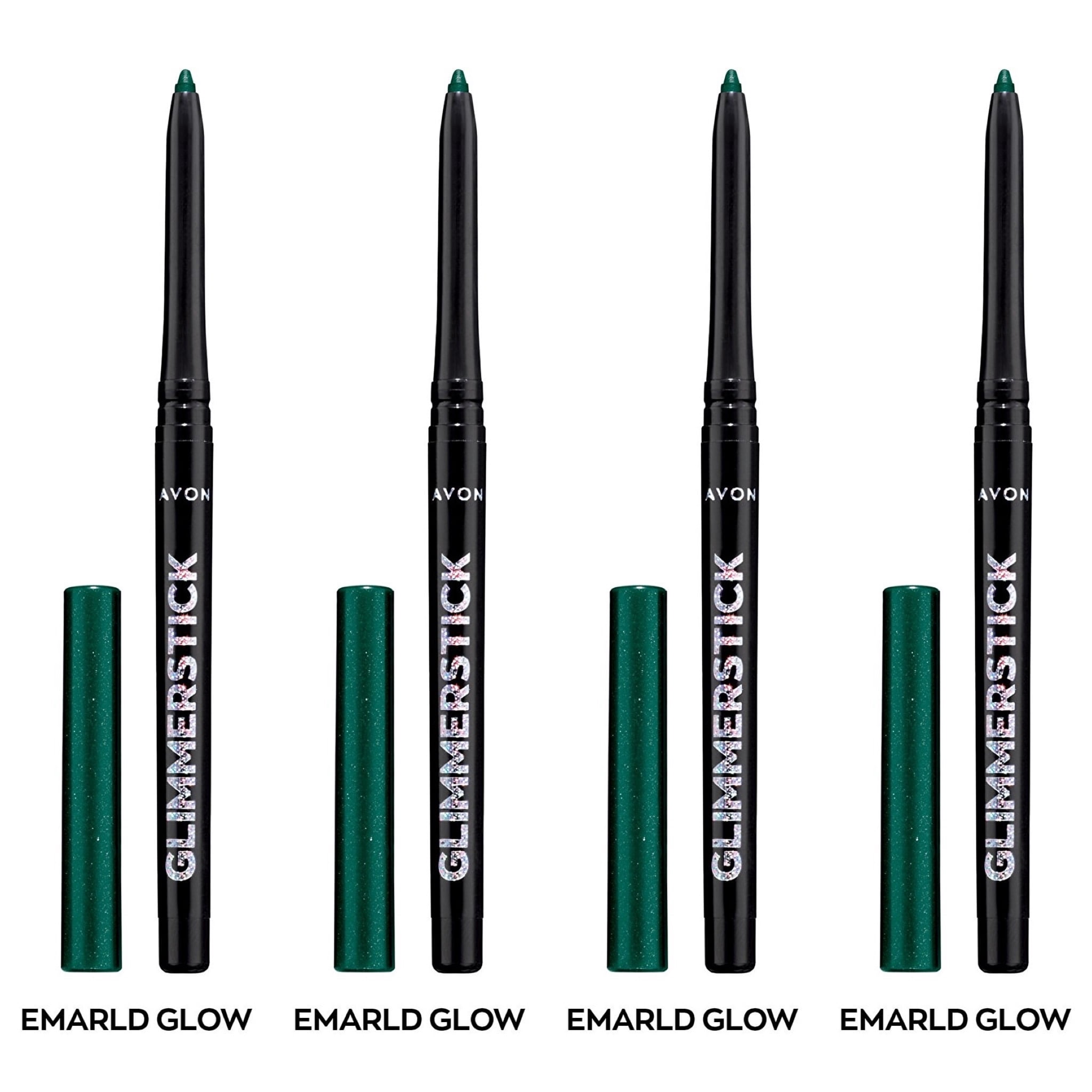 Avon Ultra Colour Glimmerstick Retractable Diamonds Eyeliner, EMERALD GLOW, Waterproof & Smudge-Proof Shimmer Eye Makeup, SET OF 4, 0.012 oz / 0.35 g Each