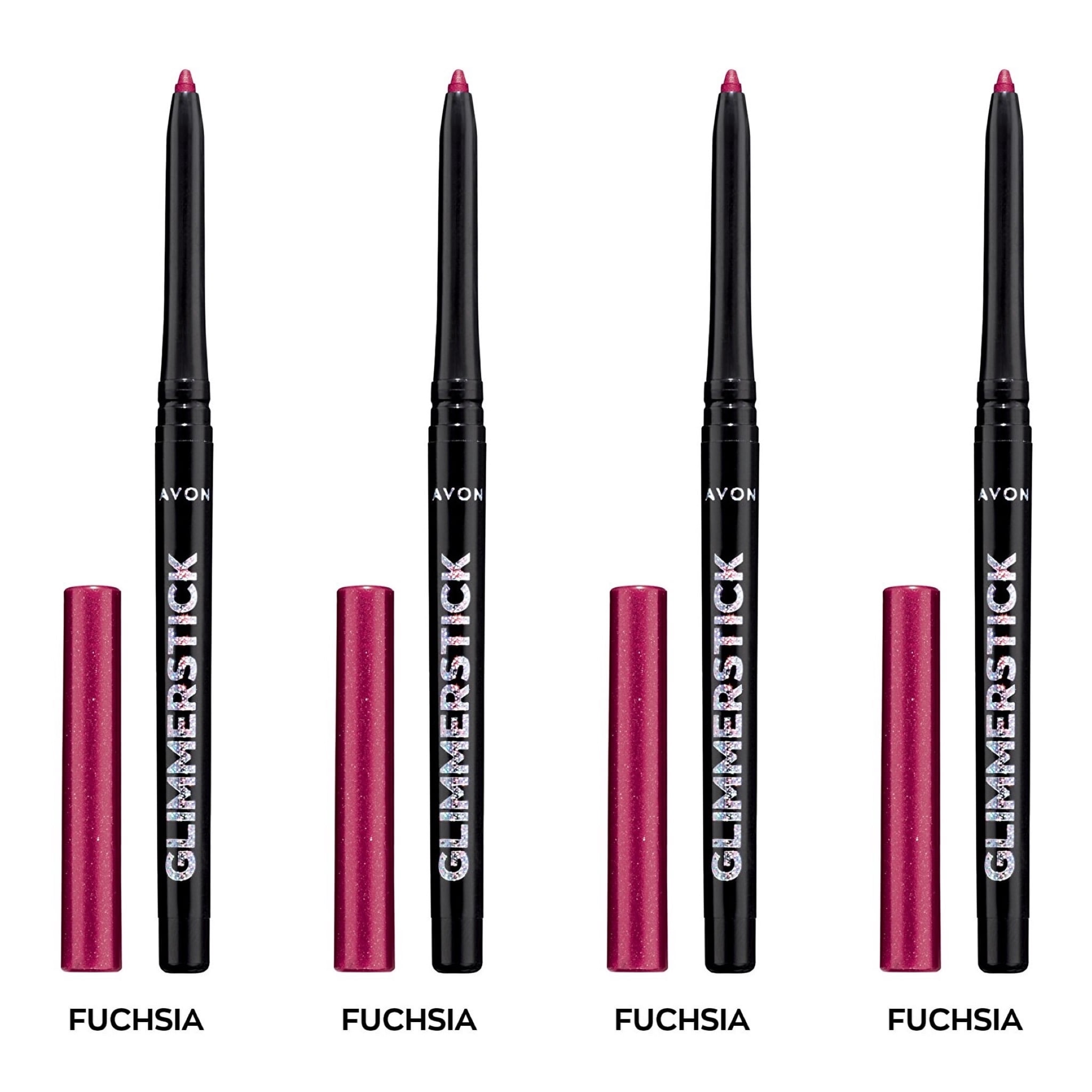 Avon Ultra Colour Glimmerstick Retractable Diamonds Eyeliner, FUCHSIA, Waterproof & Smudge-Proof Shimmer Eye Makeup, SET OF 4, 0.012 oz / 0.35 g Each