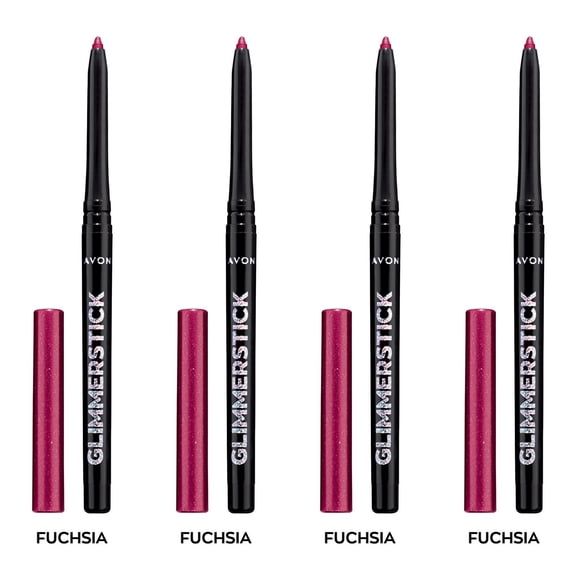 Avon Ultra Colour Glimmerstick Retractable Diamonds Eyeliner, FUCHSIA, Waterproof & Smudge-Proof Shimmer Eye Makeup, SET OF 4, 0.012 oz / 0.35 g Each