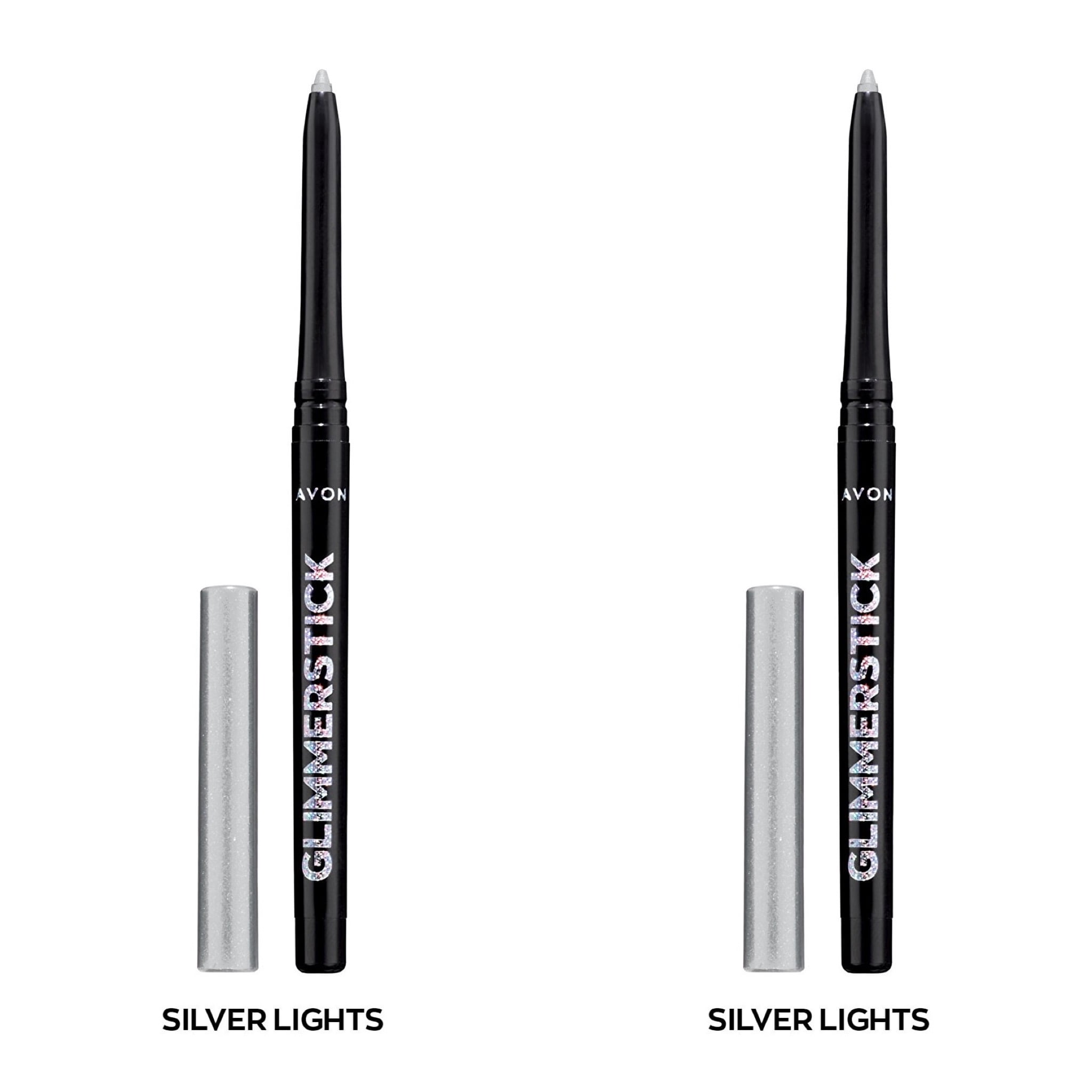 Avon Ultra Colour Glimmerstick Retractable Diamonds Eyeliner, SILVER LIGHTS, Waterproof & Smudge-Proof Shimmer Eye Makeup, SET OF 2, 0.012 oz / 0.35 g Each