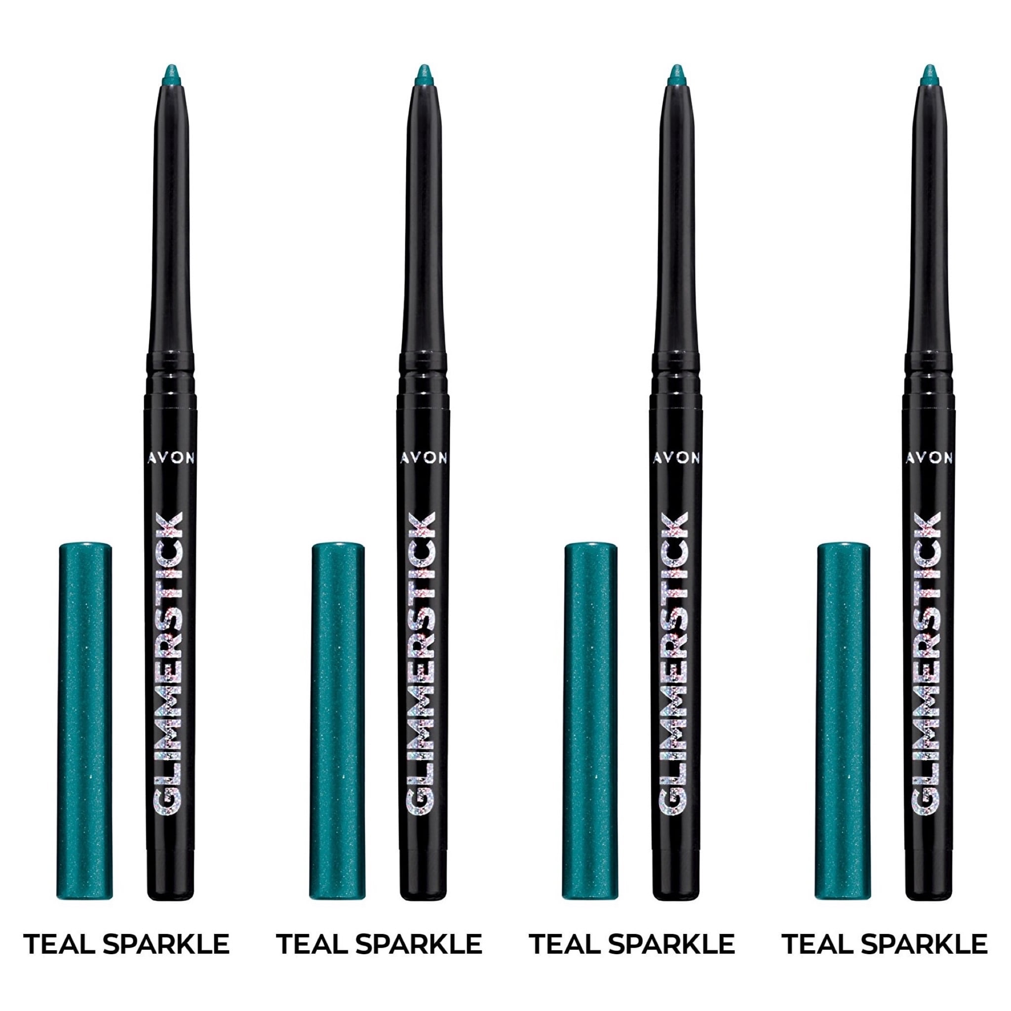Avon Ultra Colour Glimmerstick Retractable Diamonds Eyeliner, TEAL SPARKLE, Waterproof & Smudge-Proof Shimmer Eye Makeup, SET OF 4, 0.012 oz / 0.35 g Each