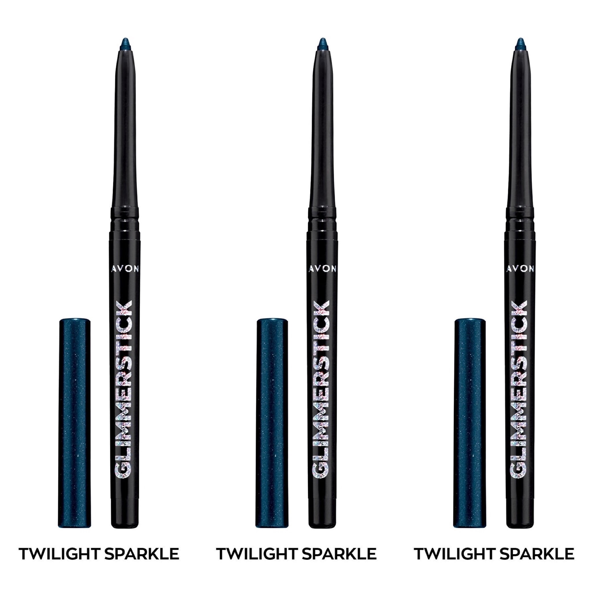 Avon Ultra Colour Glimmerstick Retractable Diamonds Eyeliner, TWILIGHT SPARKLE, Waterproof & Smudge-Proof Shimmer Eye Makeup, SET OF 3, 0.012 oz / 0.35 g Each