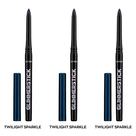 Avon Ultra Colour Glimmerstick Retractable Diamonds Eyeliner, TWILIGHT SPARKLE, Waterproof & Smudge-Proof Shimmer Eye Makeup, SET OF 3, 0.012 oz / 0.35 g Each