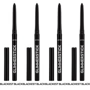 Avon Ultra Colour Glimmerstick Retractable Eyeliner, Blackest Black, Waterproof & Smudge-Proof Glide-On Eye Makeup, Set of 4, 0.01 oz / 0.28 g Each