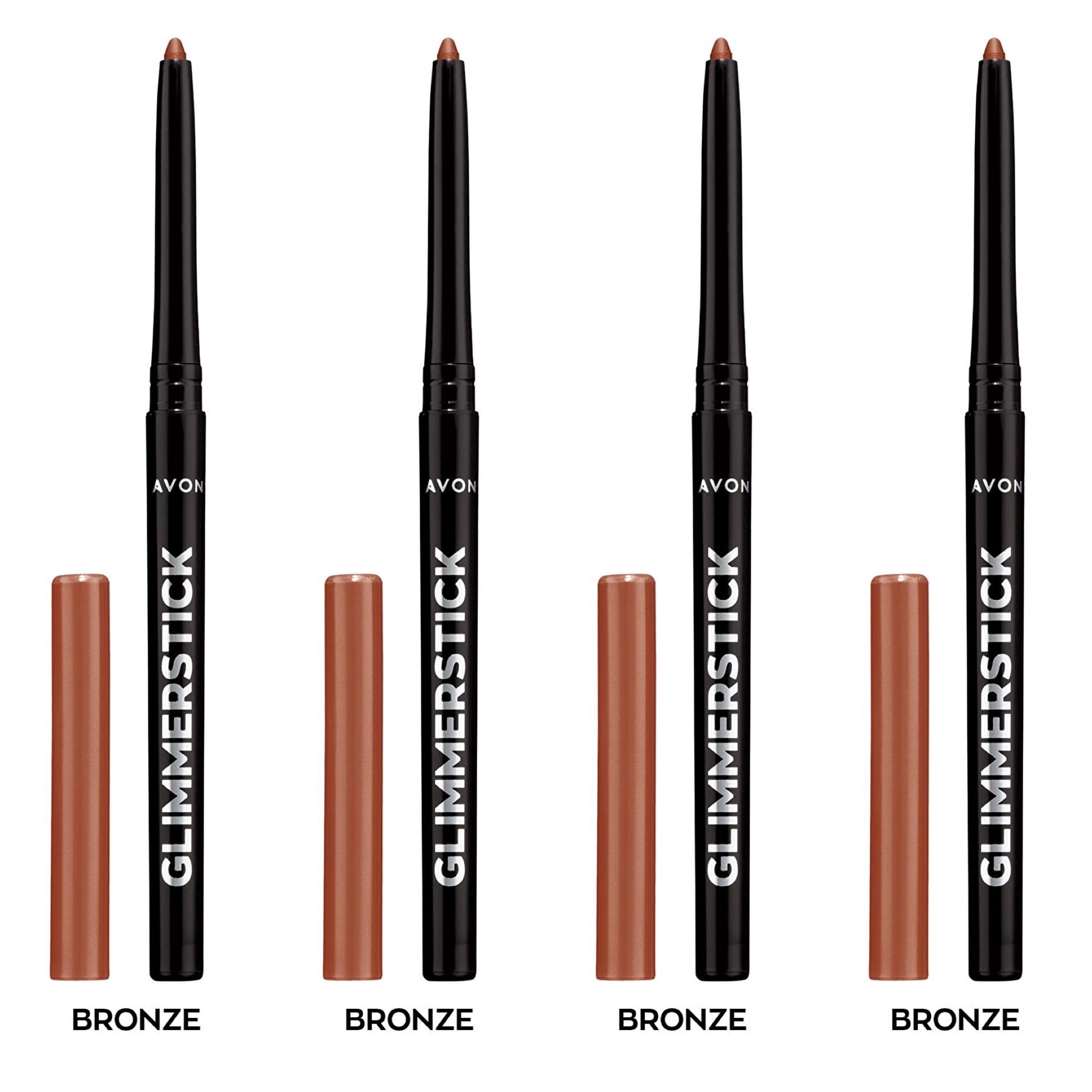 Avon Ultra Colour Glimmerstick Retractable Eyeliner, Bronze, Waterproof & Smudge-Proof Glide-On Eye Makeup, SET OF 4, 0.01 oz / 0.28 g Each