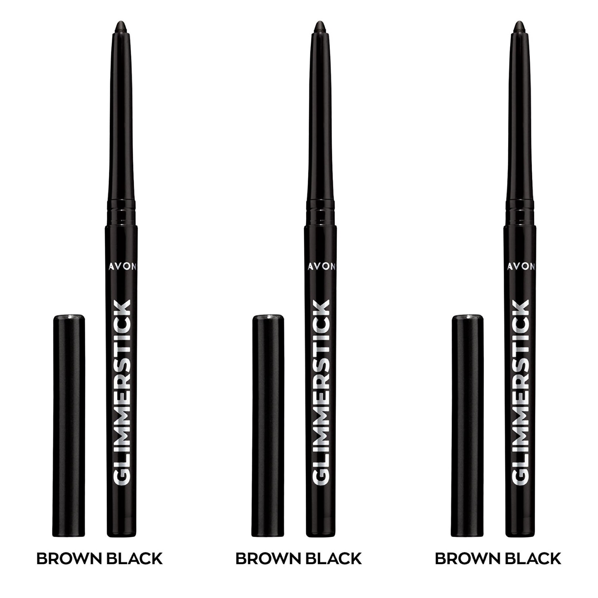 Avon Ultra Colour Glimmerstick Retractable Eyeliner, Brown Black, Waterproof & Smudge-Proof Glide-On Eye Makeup, SET OF 3, 0.01 oz / 0.28 g Each