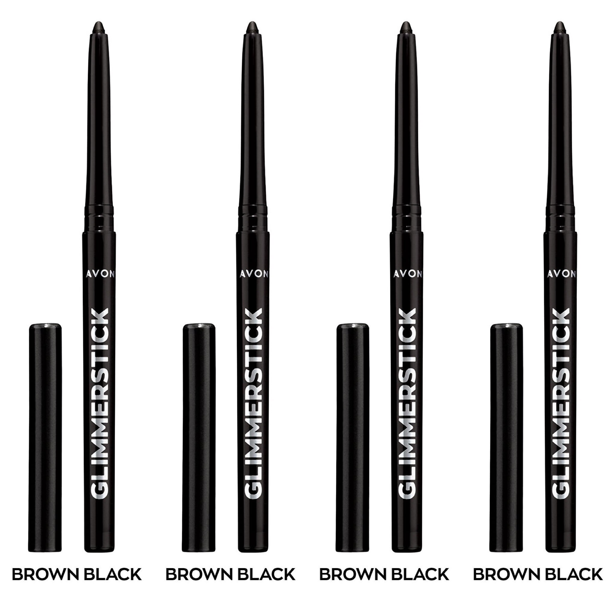 Avon Ultra Colour Glimmerstick Retractable Eyeliner, Brown Black, Waterproof & Smudge-Proof Glide-On Eye Makeup, SET OF 4, 0.01 oz / 0.28 g Each