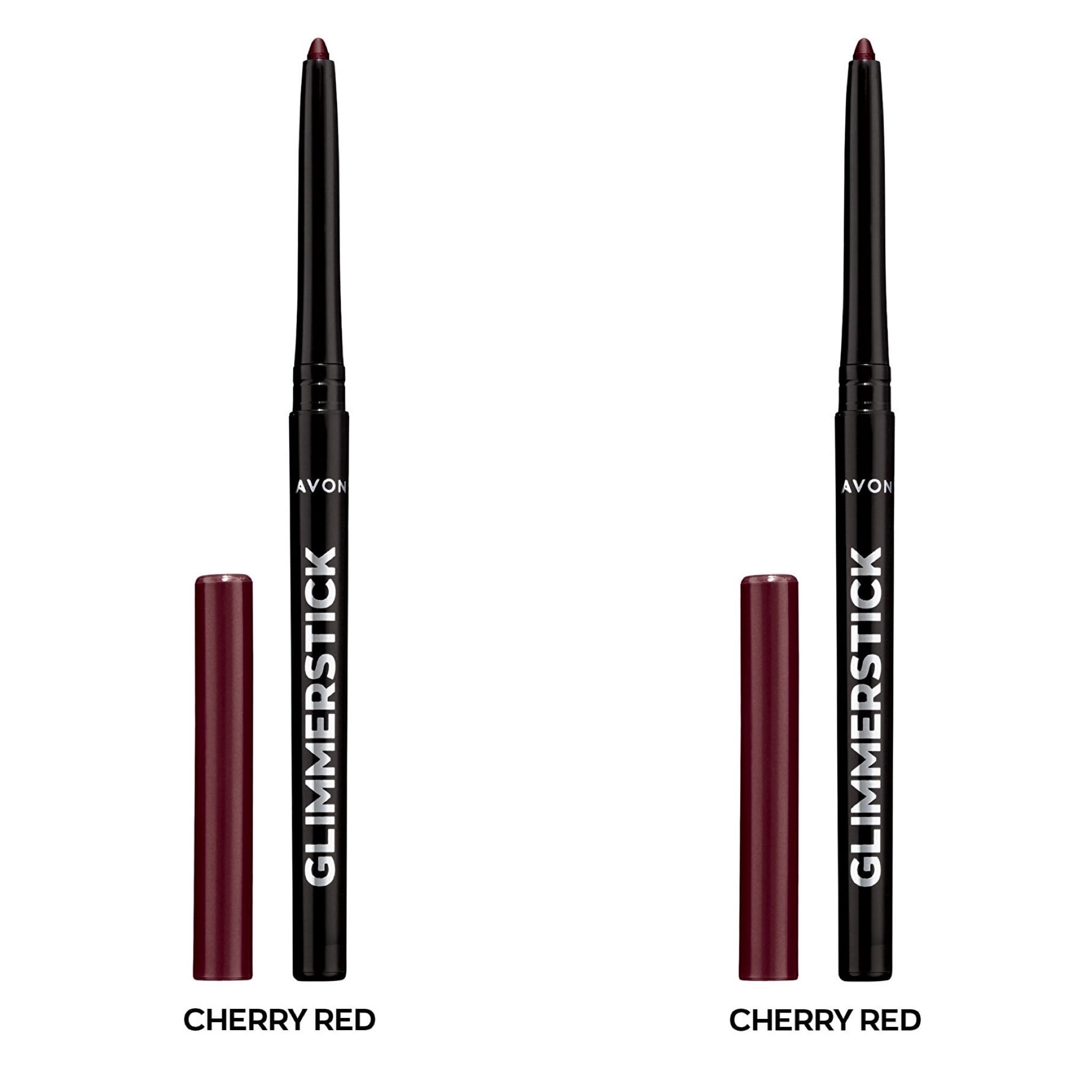 Avon Ultra Colour Glimmerstick Retractable Eyeliner, Cherry Red, Waterproof & Smudge-Proof Glide-On Eye Makeup, SET OF 2, 0.01 oz / 0.28 g Each