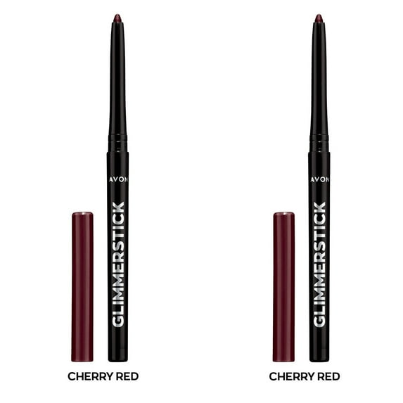 Avon Ultra Colour Glimmerstick Retractable Eyeliner, Cherry Red, Waterproof & Smudge-Proof Glide-On Eye Makeup, SET OF 2, 0.01 oz / 0.28 g Each