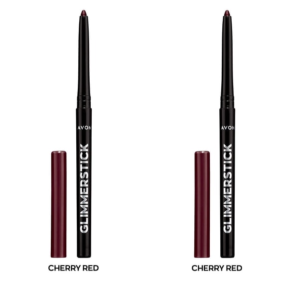 Avon Ultra Colour Glimmerstick Retractable Eyeliner, Cherry Red, Waterproof & Smudge-Proof Glide-On Eye Makeup, SET OF 2, 0.01 oz / 0.28 g Each