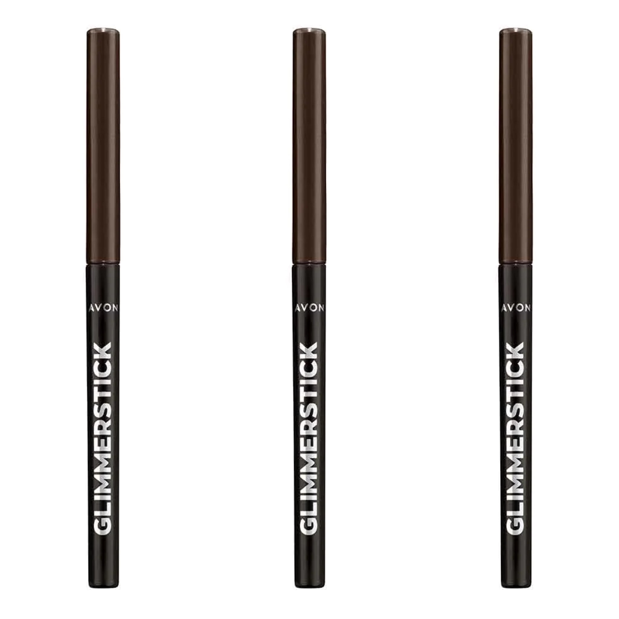 Avon Ultra Colour Glimmerstick Retractable Eyeliner, Cosmic Brown, Waterproof & Smudge-Proof Glide-On Eye Makeup, SET OF 3, 0.01 oz / 0.28 g Each